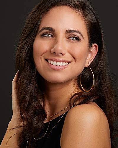 Milla Oval Hoop Earrings for Women | Elegant Polished 14K Gold, Rose Gold or Silver Plated Hoops with Secure Latch Closure, Hypoallergenic & Lightweight - color: 14K Gold Plated / 2.6 in - LARGE