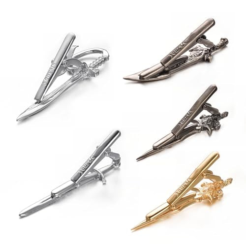 Yoursfs Vintage Scottish Sword Tie Clips for Men Personalised Tie Clips Funny Sword Tie Bars Unique Cool Tie Pin for Men's Jewelry - style: 5 Pcs Cool Sword
