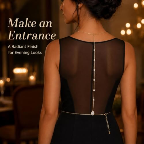 Back Necklace for Backless Dress Rhinestone Body Chain Jewelry for Women Backdrop Necklace Bridal Dress Crystal Wedding Jewelry Gift - color: A2:rhinestone-beaded