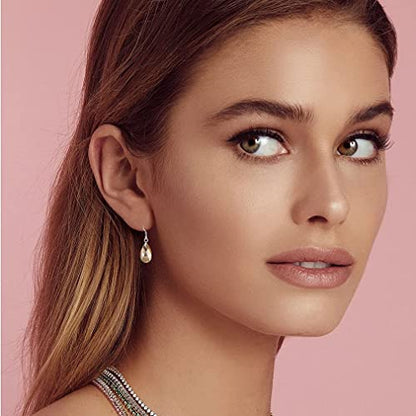 Austrian Crystal Teardrop Drop Earrings for Women, French Hook | 925 Sterling Silver Hook, Crystal Dangle Earrings, Sparkly Teardrop Stone, Lightweight Feel, Day-To-Evening Wear - color: Topaz