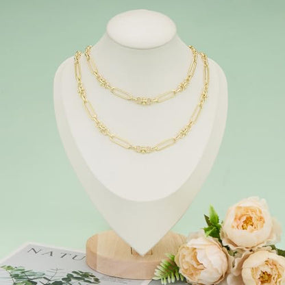 KYUNHOO 16.4 Feet Paperclip Chains for Jewelry Making with Jewelry Clasps | Light Gold Plated Iron Chain Link on Roll with Buckle Women Men Necklace Bracelet DIYJewelry Findings - color: Paperclip Gold