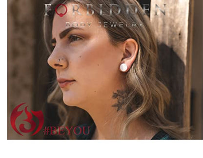 Forbidden Body Jewelry 8mm - 14mm Acrylic Ear Gauges, Solid Double Flared Saddle Plug Earrings Sold in Pairs - style: 12mm (1/2 Inch)White