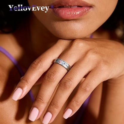 Fidget Spinner Ring for Women - 18K Gold Plated Stainless Steel Hug Ring with Always with You Message - Anniversary Engagement Birthday Graduation Gifts - color: Silver