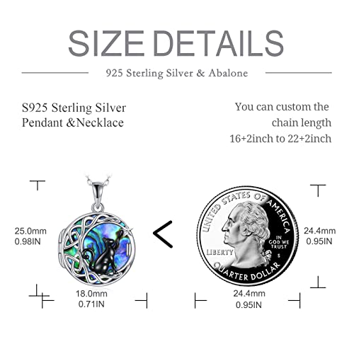 925 Sterling Silver Moon Black Cat Necklace for Women Cat Jewelry - style: I-Custom Black Cat Abalone Locket