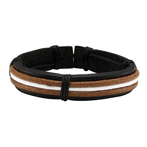 6-12PCS Braided Faux Leather Bracelet Punk Cuff Wrap Bracelets for Men Women Adjustable - color: I:8pcs