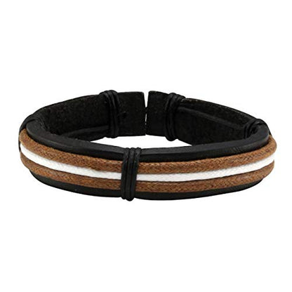 6-12PCS Braided Faux Leather Bracelet Punk Cuff Wrap Bracelets for Men Women Adjustable - color: I:8pcs