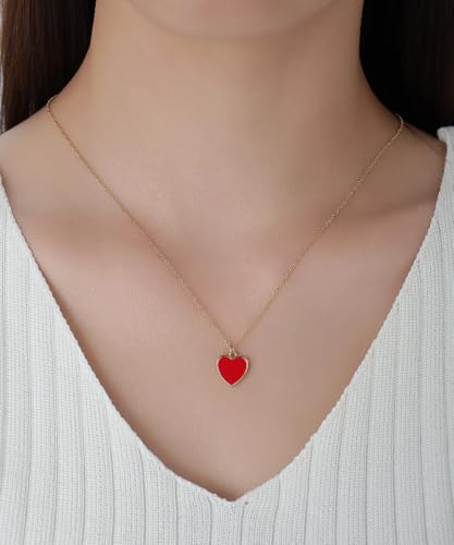 18K Gold Plated, Pt Plated Chain Necklace with Knot, Butterfly, Heart Pendant for Women, Delicate Minimalist Jewelry, 18-20 Inches - color: 12mm Black Heart