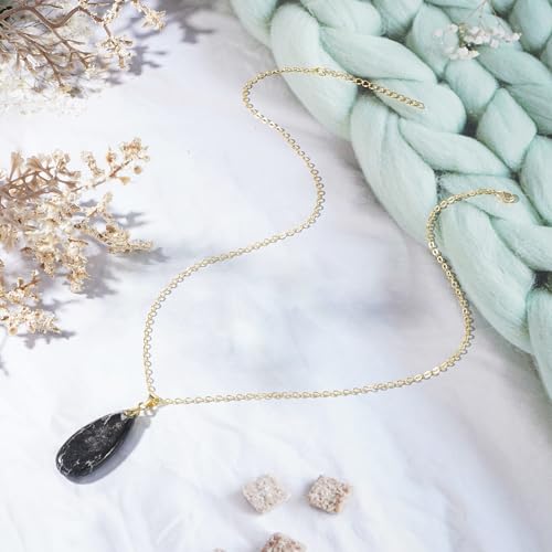 Suyi Stone Necklace for Women Teardrop Colorful Pendant Necklaces - color: Black Gold