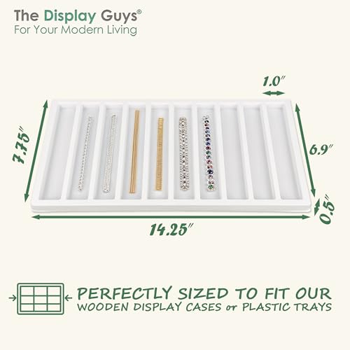 2-Pack 10-Compartments Vertical Flocked Velvet Jewelry Display Inserts - Tray/Case Liners - Bracelet Necklace Storage, (White) by The Display Guys - color: White, size: Compartments - 10