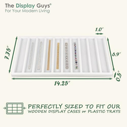 2-Pack 10-Compartments Vertical Flocked Velvet Jewelry Display Inserts - Tray/Case Liners - Bracelet Necklace Storage, (White) by The Display Guys - color: White, size: Compartments - 10