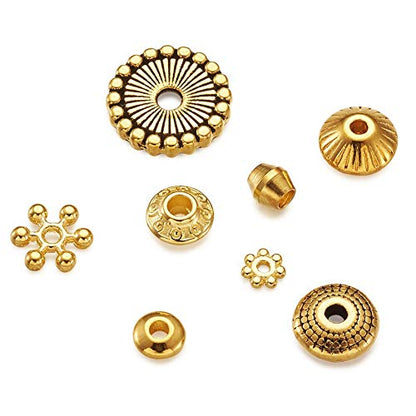 Craftdady Tibetan Antique Golden Spacer Beads with Cotainer Box(8 Styles, 320Pcs) - color: 8 Styles, 320Pcs, Golden