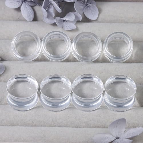 6G-30mm Acrylic Gauges for Ear Solid and Hollow Tunnel Plugs Stretcher lightweight Plugs Clear Double Flared Flesh Tunnels Earrings for Women Men - color: Clear:6G = 4mm