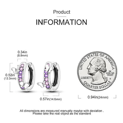 Parmuz 925 Sterling Silver Butterfly Huggies Hoop Earrings for Woman | Gold Plated Cubic Zirconia Star Moon cross Twisted huggie Hoop Post Chunky Small Tiny cuff Snake Heart Earring Gift for Her - color: purple butterfly earring