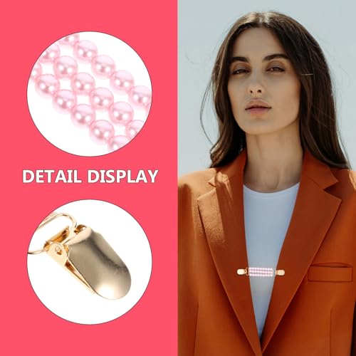SUPVOX Fashionable Pink Faux Pearl Sweater Clip for Women, Metal Shawl and Cardigan Clasps with Anti-exposure Function, Elegant Clothing Accessory for Daily Wear and Evening Events