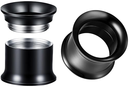 Surigcal Stainless Steel Ear Gauges Tunnels - Internally Threaded Plugs For Ears - Internally Threaded Ear Gauges For Men Women - Double Flare Internal Thread Screw-Fit Gauge Flesh Tunnel Earrings - color: Black, size: 10mm (00g)