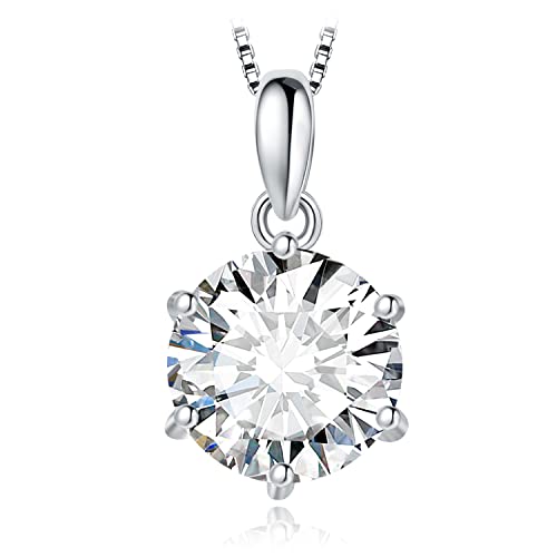 JewelryPalace Round 1ct 2ct 3ct Cubic Zirconia Solitaire Pendant Necklace for Women, 925 Sterling Silver 14k White Gold Plated Necklaces for Her, Classic Simulated Diamond Jewelry Set, 18 Inches chain - color: G-3ct-CZ-Sterling Silver
