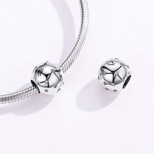 Constellation Charm 925 Sterling Silver Birthstone Bead for Pandora Charms Bracelet-Gift for Anniversary Birthday Christmas Day - color: Libra（9.23-10.23）