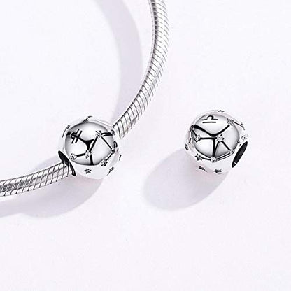 Constellation Charm 925 Sterling Silver Birthstone Bead for Pandora Charms Bracelet-Gift for Anniversary Birthday Christmas Day - color: Libra（9.23-10.23）