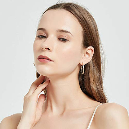 Rose/White/18k Gold Plated Hoop Earrings Lightweight Hoop Earrings For Women Loop Earrings 1in 2in - color: Yellow Gold, size: 30mm