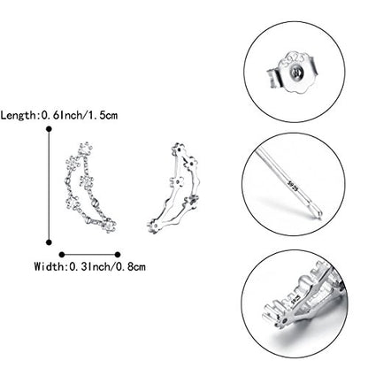 925 Sterling Silver CZ Horoscope Zodiac 12 Constellation Astrology Ear Crawler Post Earrings Gift for Mom Women Mothers Day/Valentines Day/Birthday/Christmas/Anniversary - style: Capricorn (Dec 22 - Jan 19)