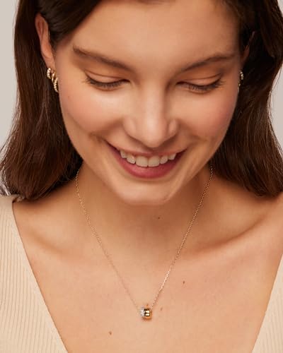 PAVOI 14K Gold Plated Pendant Necklace for Women | Two Distinct Rondelle Pendants with Cubic Zirconia | Sliding Chain Pendant | Trendy Fashion Jewelry - color: Yellow Gold
