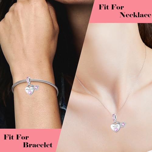 Family Charms for Charms Bracelet: 925 Sterling Silver Heart Dangle Charms for Bracelets and Necklaces, Birthday Mother's Day Christmas Jewelry Gifts For Women. - color: Mother
