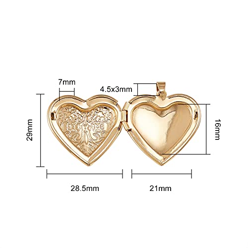 LiQunSweet 10 Pcs Sweet Heart Pendant Brass Locket Box Charms Photo Frame Memorial Collection Charms for Necklaces Jewelry Making - 29x28.5mm - color: Heart Locket Pendant_29x28.5mm
