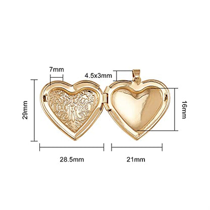 LiQunSweet 10 Pcs Sweet Heart Pendant Brass Locket Box Charms Photo Frame Memorial Collection Charms for Necklaces Jewelry Making - 29x28.5mm - color: Heart Locket Pendant_29x28.5mm