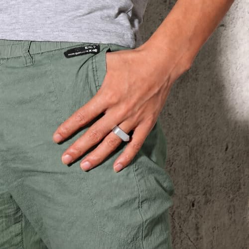 MYNENEY Stainless Steel Square Shape Signet for Men Statement Ring - color: Arrow Silver