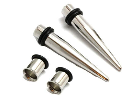 Pair of 316l Steel Tapers and Tunnels Ear Stretching Kit Gauges Gauging Plugs Choose 1g 7/16 1/2 9/16 5/8 00g-14g - style: 1g 7mm