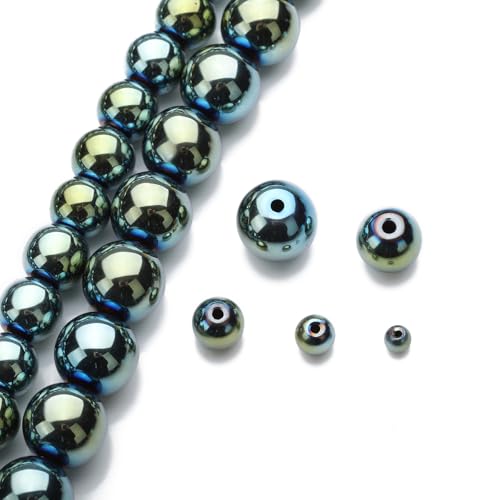 Zenkeeper 108Pcs Green Hematite Stones Beads Spacer Loose Beads Bulk with Holes Handcrafted for DIY Bracelets Jewelry Making Crafts Supplies - color: Green Hematite, size: 8MM, 108pcs