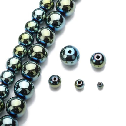 Zenkeeper 108Pcs Green Hematite Stones Beads Spacer Loose Beads Bulk with Holes Handcrafted for DIY Bracelets Jewelry Making Crafts Supplies - color: Green Hematite, size: 8MM, 108pcs