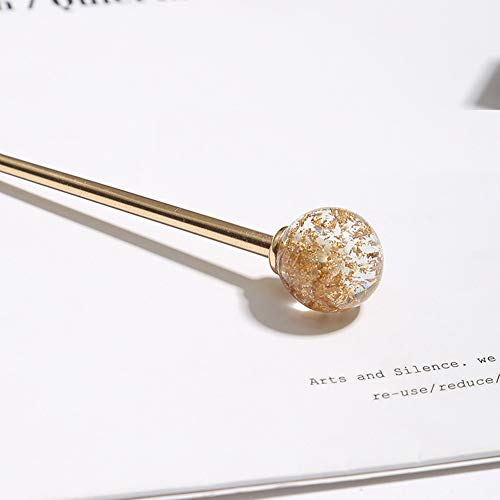 2Pcs Simple Elegant Round Ball Metal Hair Stick Fork Chignon Pin Lollipop Shape Decorative Hairpin Chopsticks Hair Jewelry for Women Lady Teen Fashion Hair Updo Making Accessories, Silver and Gold