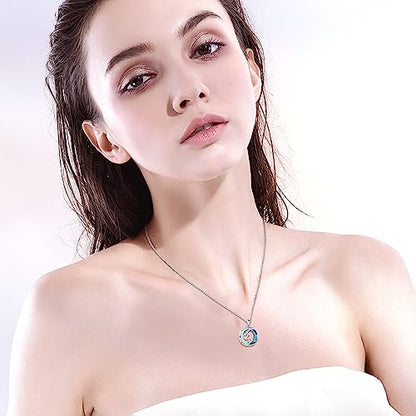 JUSTKIDSTOY Birthday Gifts for Women Girls 925 Sterling Silver Celtic Moon Star Necklace with Blue Crystal Pendant Jewelry for Sister Friends - style: 21st