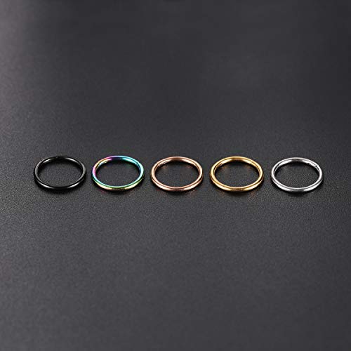 FUNLMO 316L Surgical Steel Hinged Segment Nose Ring Hoop for Nose Septum Cartilage Helix Tragus Conch Rook Daith Lobe Lip Piercings 1 Pc - color: Silver