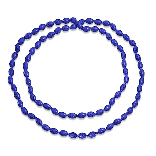 Red Blue Turquoise Oval Beaded Endless Strand Necklace Multi Layer 50" - color: Purple