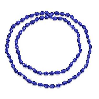 Red Blue Turquoise Oval Beaded Endless Strand Necklace Multi Layer 50" - color: Purple