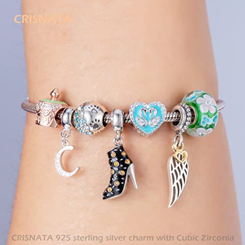 26 Letter Pendant Charms, Polished 925 Sterling Silver Complete Initial A-Z Dangling CZ Stone Alphabet Beads, fits European Bracelet Necklace, Gift for Mother/Father/Daughter/Son/Sister/Aunt - color: Letter C CZ Pendant Charm