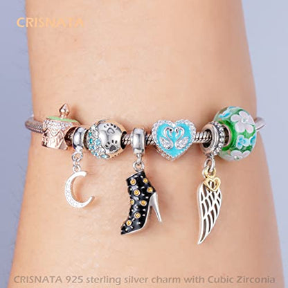 26 Letter Pendant Charms, Polished 925 Sterling Silver Complete Initial A-Z Dangling CZ Stone Alphabet Beads, fits European Bracelet Necklace, Gift for Mother/Father/Daughter/Son/Sister/Aunt - color: Letter C CZ Pendant Charm