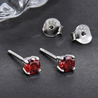 1 Pair Adabele Authentic Sterling Silver Birthstone Stud Earrings 4mm/0.25 Carat Tiny Cubic Zirconia Imitation Diamond Gemstone Hypoallergenic Nickel Free Tarnish Resistant Women Men Jewelry - color: January