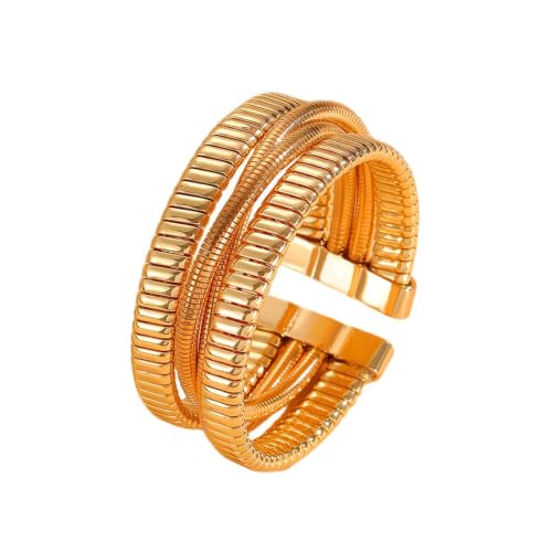 Chunky Gold Layered Cuff Bracelet for Women Men, Modern Geometric Textured Twisted Wide Open Bangle Bracelet Y2k Trendy Statement Jewelry Punk Gifts - color: Golden