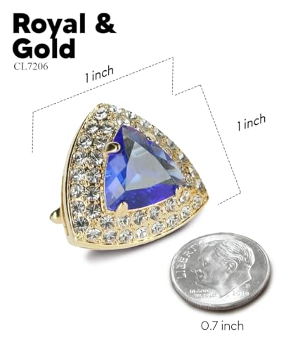Triangular Crystal Diamond Set Cuff Links for Men – Tuxedo Suit Accessories, Cufflinks for Men - style: Royal/Gold