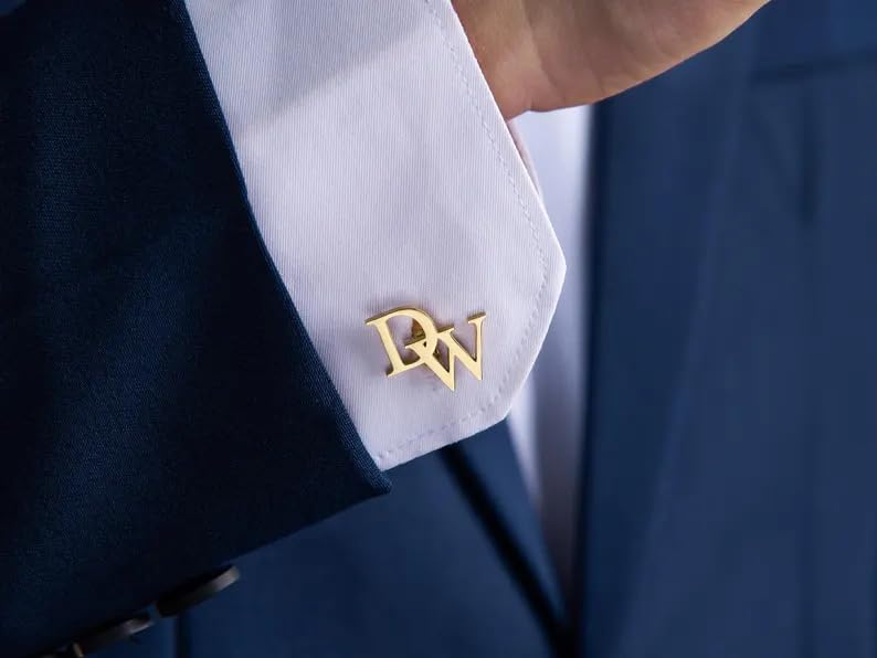 Meice Custom Monogram Cufflinks for Men,Personalized Initial Name Stainless Steel Cuff links Wedding Gift