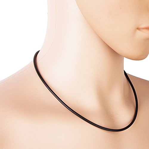 2Pcs Necklace Black Cord Rubber 3 mm 20 Inch Jewelry Supply Bayonet Clasp.