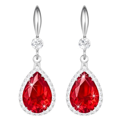 Linawe Imitation Diamond Dangle Earrings for Women Trendy, Rhinestone Drop Chandelier Earrings, Teardrop Crystal Cubic Zirconia Wedding Jewelry Set, 14K Gold/Rose Gold/Silver Tone - color: Silver,July