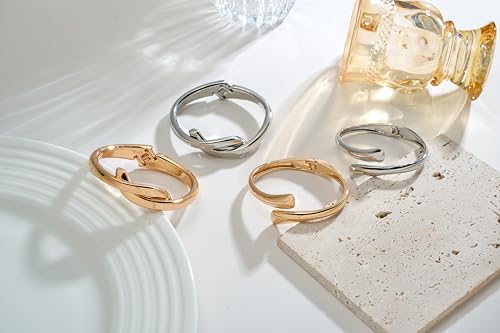 Elegance 11 designs Gold Plated Cuff Bangle Bracelets For Women Trendy Hinged Cuff Open Wide Chunky Gold Bracelet Minimalist Bangle Jewelry Gift - color: Gold Teardrop