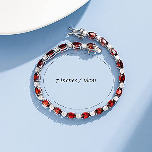 FANCIME Glamour Radiance Sterling Silver Birthstone Tennis Bracelets 7" | Charm Fine Jewelry Birthday Gifts for Women - color: Garnet