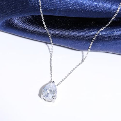 5A Cubic Zirconia Hypoallergenic Necklace and Earrings Set for Women, Dainty Stainless Steel Teardrop Solitaire Jewelry Sets Gift for Her - color: Silver