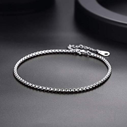U7 Ankle Bracelets for Women Stainless Steel Waterproof Tarnish Resistant | 18K Gold Plated/Silver/Rose Gold Anklets, Cuban Chain Anklet Bracelets, Perfect for Summer Beach and Vacation Outfits - color: Stainless Steel-3mm-Box Chain