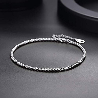 U7 Ankle Bracelets for Women Stainless Steel Waterproof Tarnish Resistant | 18K Gold Plated/Silver/Rose Gold Anklets, Cuban Chain Anklet Bracelets, Perfect for Summer Beach and Vacation Outfits - color: Stainless Steel-3mm-Box Chain